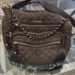 MZ Wallace Brown Quilted Bag with Gold Accents